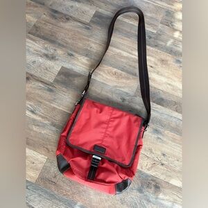 Coach Messenger Crossbody Bag- red & brown